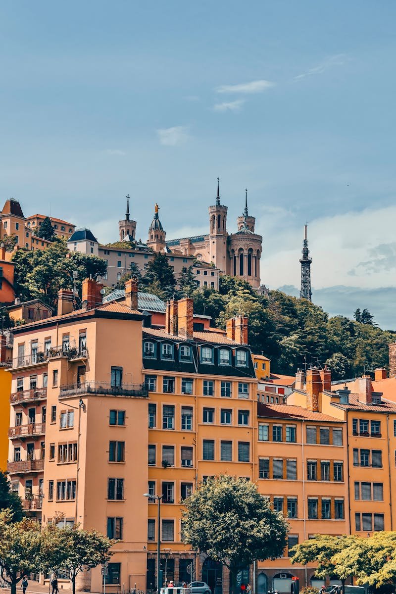 Beautiful view of Lyon's architecture featuring Basilica of Notre-Dame de Fourvière.